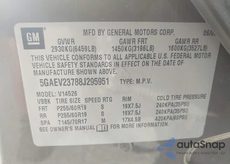 2008 Buick Enclave Cxl from USA, damaged, VIN 5GAEV23788J295951